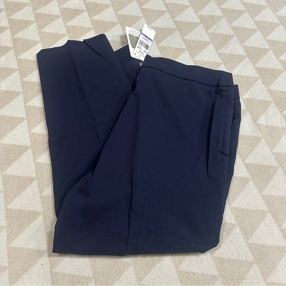 Alfred dunner modern fit pull on straight leg pants navy petite plus size - Picture 3 of 4
